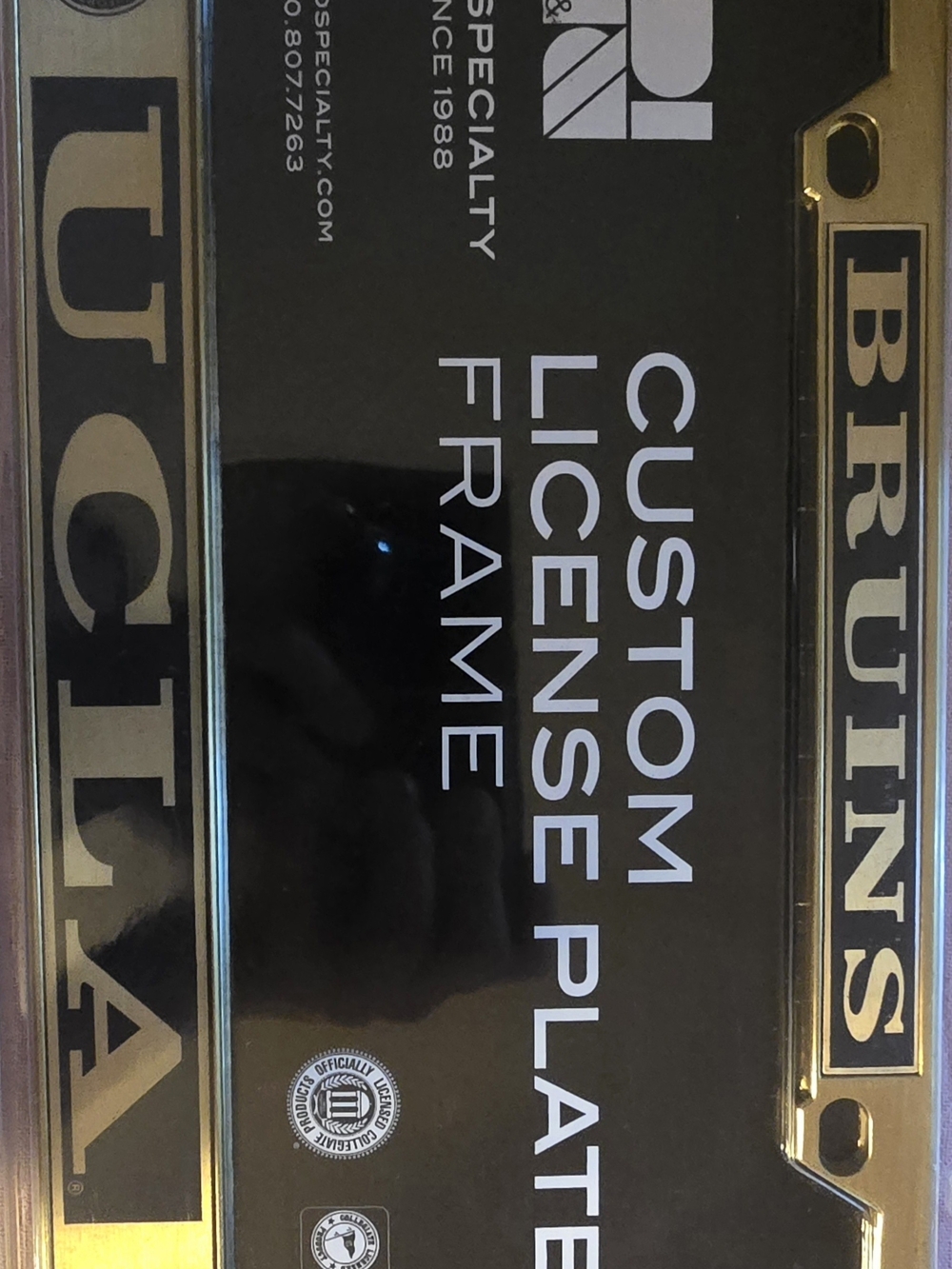 R&D Specialty Bruins UCL A Gold Custom License Plate Frame - Picture 5 of 6